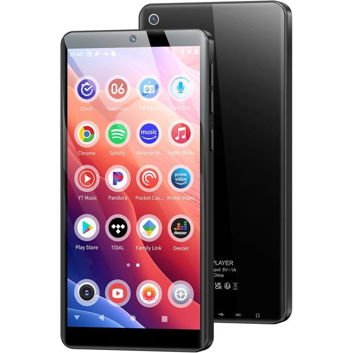 Lecteur MP3 96Go Bluetooth WiFi Oilsky - MP4 4.7" 1080P Android 13 Avec Spotify, Écran Tactile