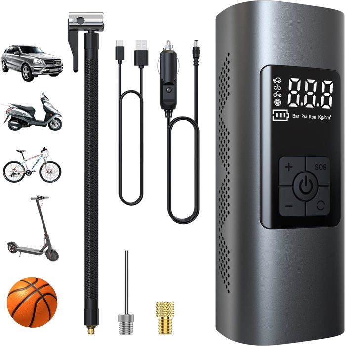 Compresseur D'air Numérique Sans Fil – 150 Psi – Pour Voiture, Vélo – 12V