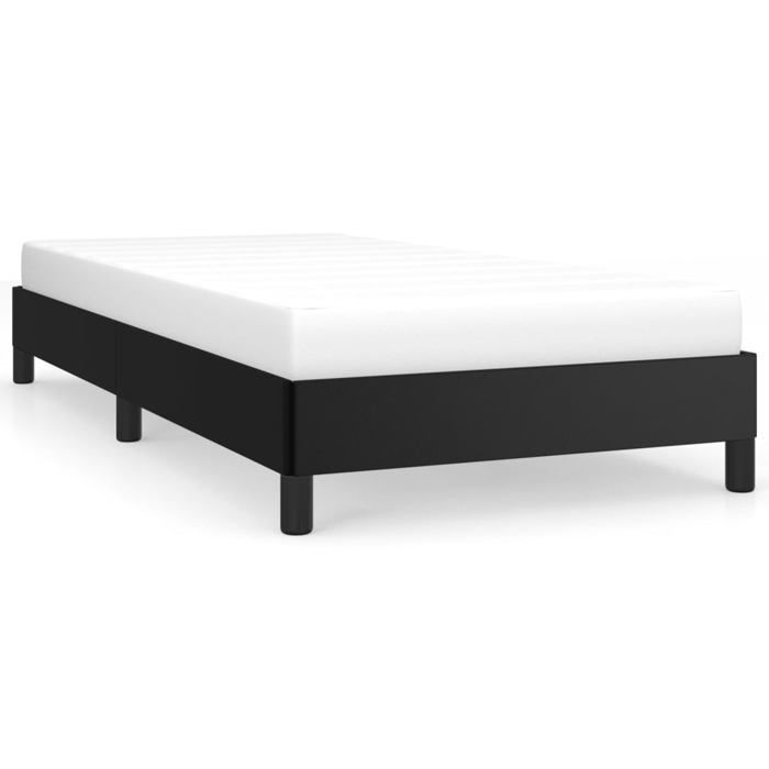 Cadre de lit en similicuir - JILL - 90x200 cm - Noir - Similicuir durable - Lattes de contreplaqué - Pieds robustes