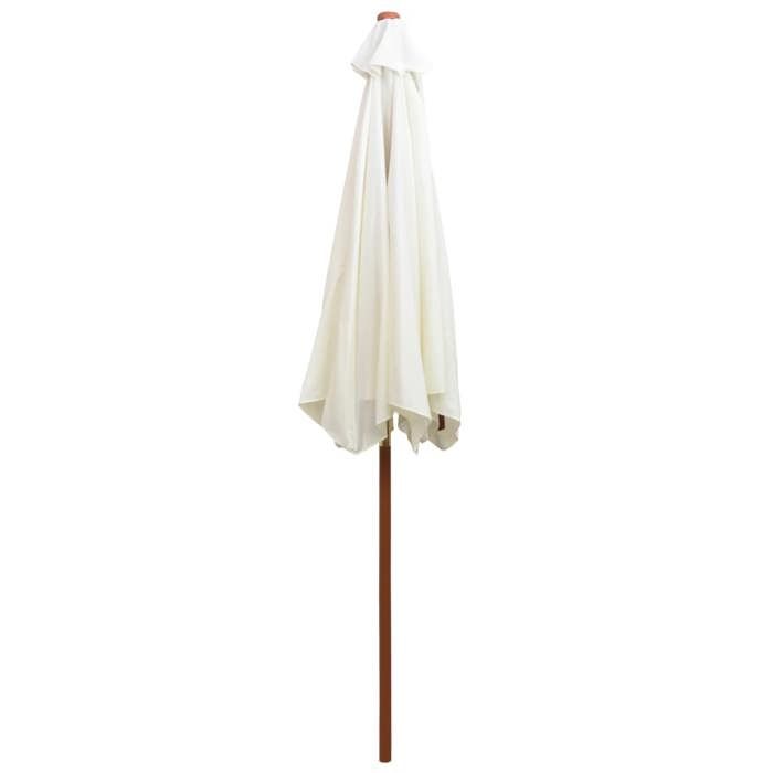 Parasol de jardin en bois - WIENS - 270x270 cm - Blanc crème - Bois dur - 6 nervures en bambou - Orifice de ventilation