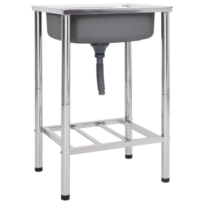 Évier de camping - vidaXL - Acier inoxydable - 55x45x18 cm - Argenté - Résistant aux rayures - Facile à nettoyer