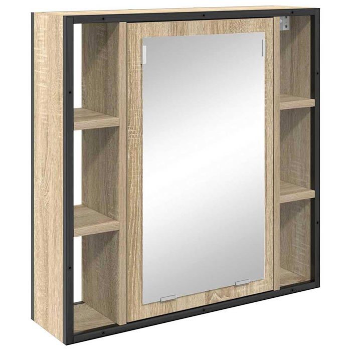 Armoire miroir murale - vidaXL - Chêne Sonoma - 60x16x60 cm - Bois dingénierie - Miroir plat - 5 étagères