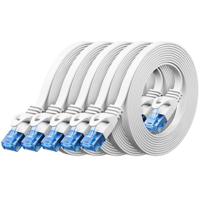 Câble réseau plat Cat6 KAL-Lot 5,2 m,RJ45,plat,1000 Mbps,LAN Gigabit ...