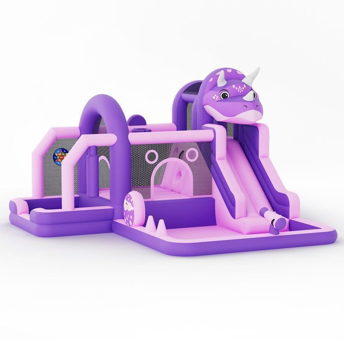 HOMFME Château Gonflable Géant 5 En 1 – Thème Glace, Toboggan, Panier, Jeux D'anneaux, 475x219x198 Cm, Sans Souffleur, Dès 3 Ans