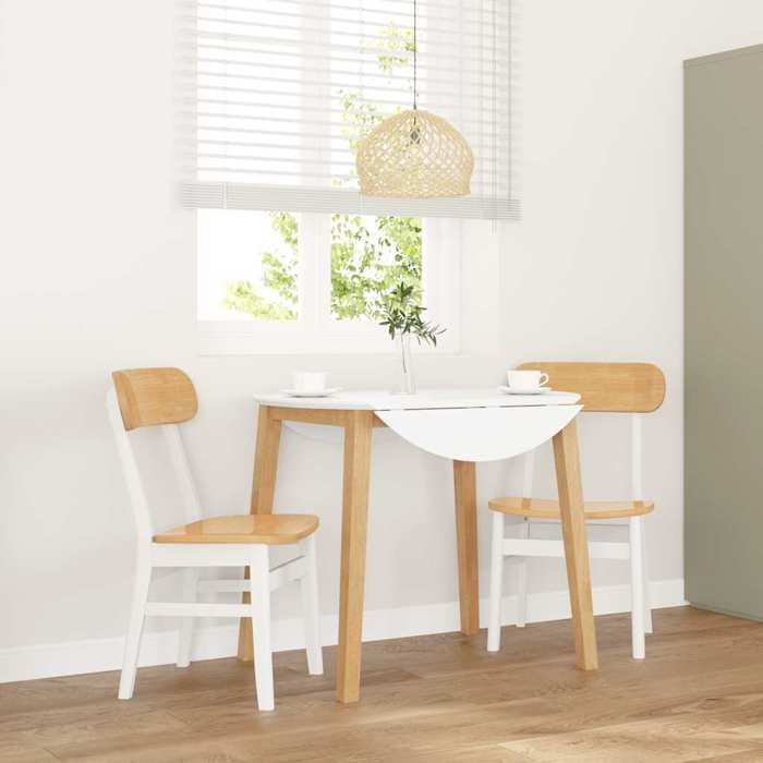 NEW 2026 Chaises à manger lot de 2 Chaises de Cuisine/BUREAU blanc bois massif caoutchouc 46x47x81.5 cm L790