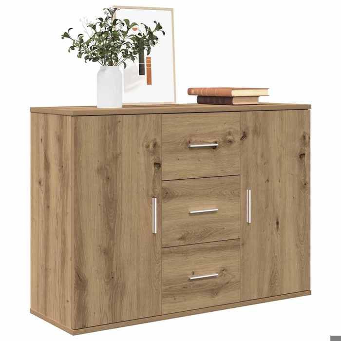 [15577]Buffet Bahut MEUBLECHIC commode meuble de rangement chêne artisanal 90x295x65 cm bois dingénieriePoids:25.88 Kg