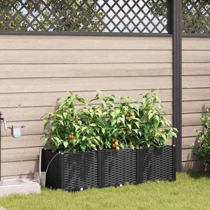 vidaXL Bacs de jardin avec système d'irrigation 3 pcs - vue 3