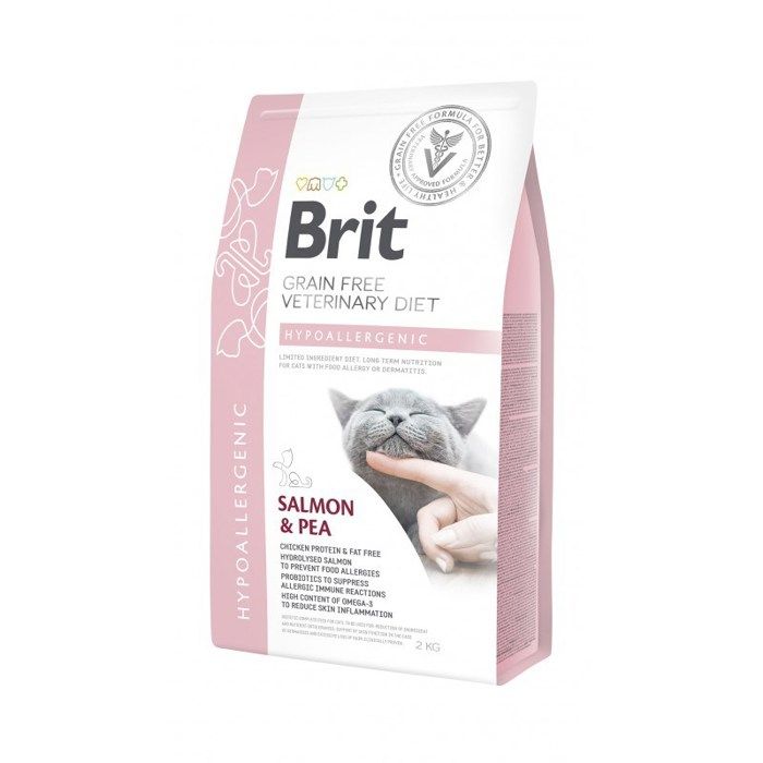 Nourriture sèche hypoallergénique pour chats - Brit - 2 kg - Sans céréales - Saumon hydrolysé - Haute digestibilité