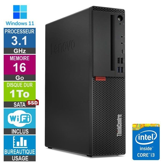 Lenovo M720s i3-8100t 3.10GHz 16Go/1To SSD Wifi W11 Reconditionné -  reconditionné disponible sur Cdiscount Seconde Vie