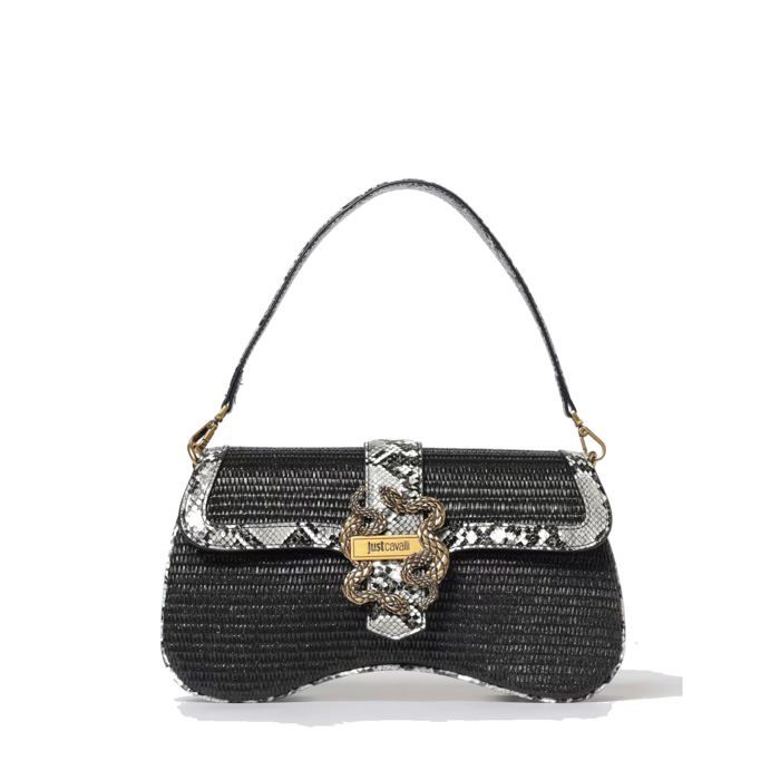 Just Cavalli Iconic Snakes - Grand sac à main python Noir 80RA4BA1-ZSE06-899