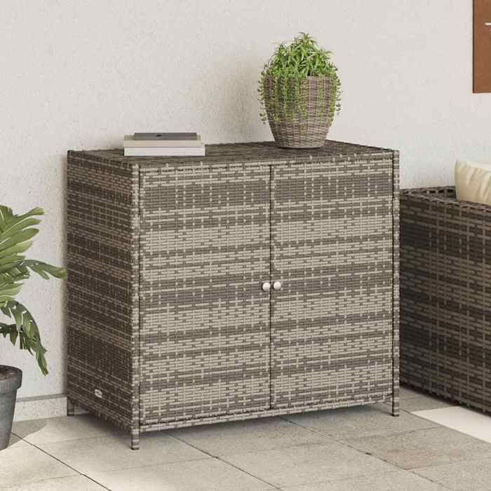 Gris Banc de rangement - Magnifique Armoire de rangement de jardin - Pour balcon - gris 83x45x76cm résine tressée CL9736353