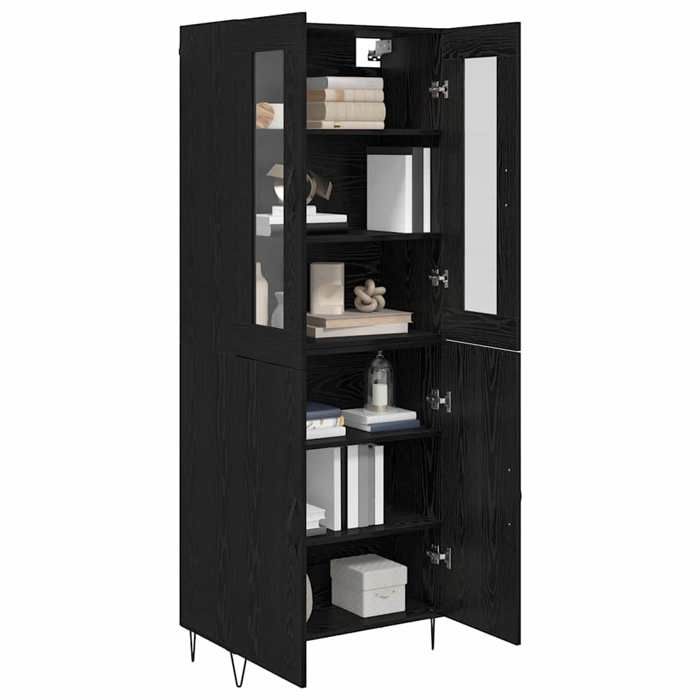 Vaisselier de cuisine - Noir - Haut Armoire - SWEETY - avec rangement - Chêne blanc et noir 695x34x180cm LH3172990