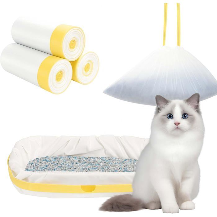 Sac à litière pour chat - LEHRING - Résistant à la déchirure - Cordon de serrage pratique - Dimensions 58x35 cm