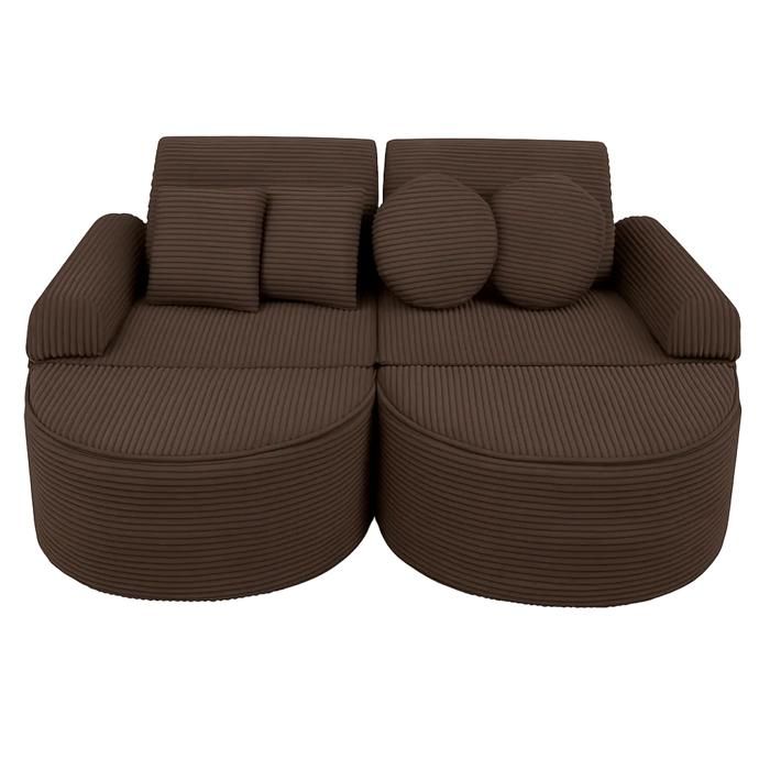 Canapé enfant modulable Pocket 120 cm 12 pcs velours côtelé AESTHETIC marron MeowBaby