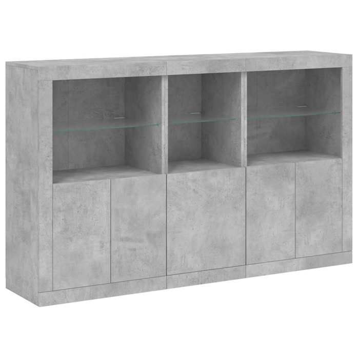 Stable&Durable - Gris - Buffet & bahut - Buffet bas avec lumières LED - gris béton 162x37x100 cm - organisateur de salon HS263376938