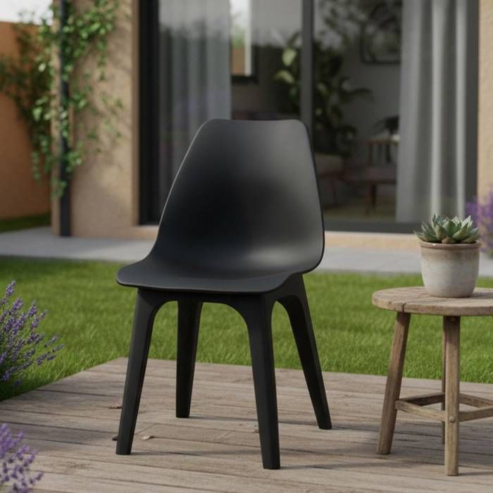 Chaise dExtérieur Montivilla Dmora en Plastique Noir Anthracite Chaise dExtérieur Montivilla Dmora en Plastique Noir Anthracite