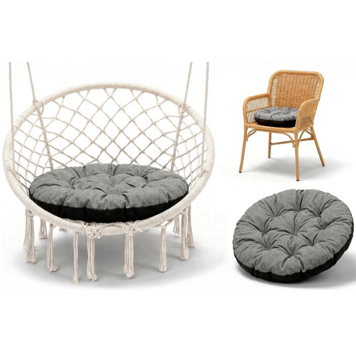 Coussin chaise suspendu et rotin jardin 60 cm - rond coussins de fauteuil si?ge suspendue extérieur Gris lin écologique