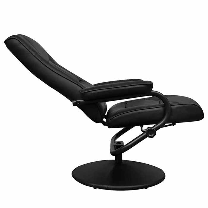 Confortable Fauteuil simple pour salon bureau chaise relax TV avec repose-pied Noir Similicuir__27561