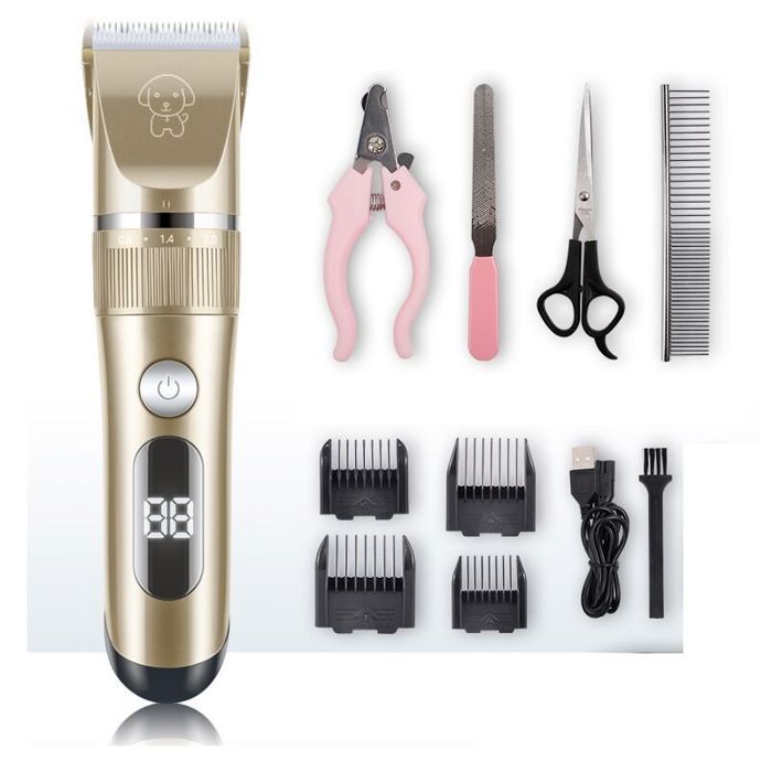Tondeuse Chien IPX7 Professionnel Sans Fil Détachable Tondeuse pour Chien Lames en Céramique Ecran LCD Charge Rapide Rasoir Chien