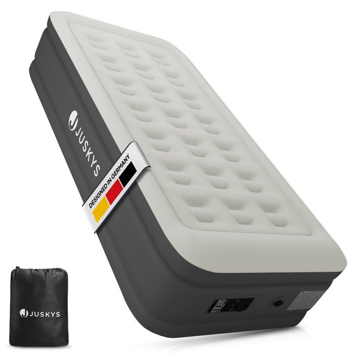 Juskys Matelas Gonflable Sapri M 1 Place Anthracite – Auto-Gonflant Pompe Intégrée – Camping & Invités