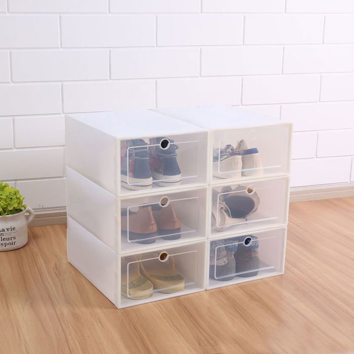Boîte à chaussures - PZCC - 33x23x13 cm - Empilable - Transparente - Lot de 5