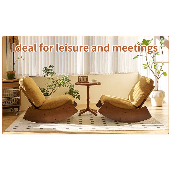 ROVRYN Fauteuil à bascule glider en tissu côtelé orange structure en bois massif 899 x 615 x 719 cm