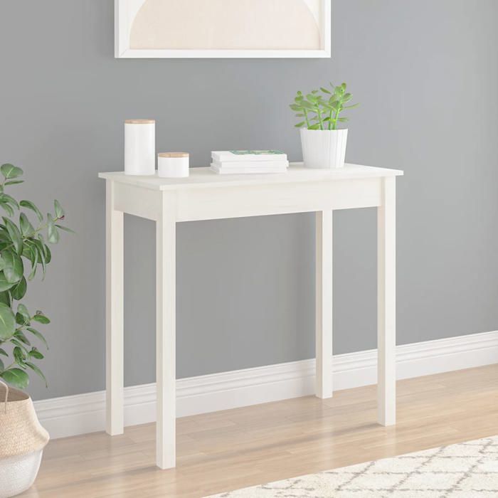 Console Meuble - vidaxl - Table d’Entrée (1 pc) - bois de pin massif - blanc - 80 x 40 x 75 cm@jup85q