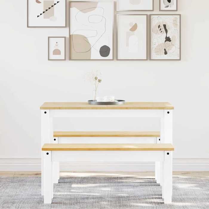 Les SoldesEnsemble à manger - Table de salon et chaises - pour cuisine - PANAMA 3 pcs blanc - Bois de pin massif(117 x 60 x 75 cm)