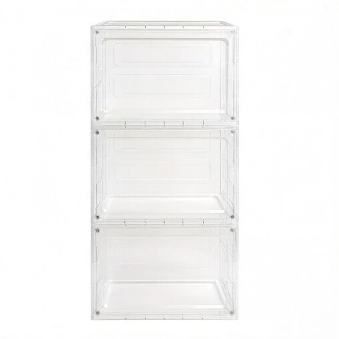 Lot de 3 boîtes de rangement transparentes modernes – pour chaussures & cosmétiques