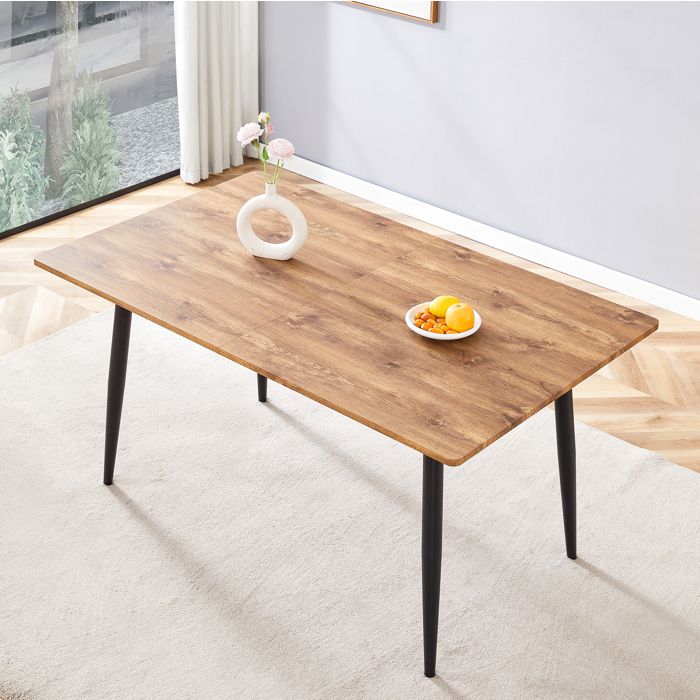 Table à manger rectangulaire 1905 x 80 cm 6 à 8 personnes MDF effet bois et pieds métal noir