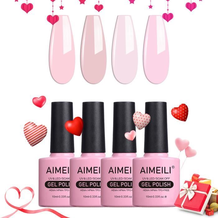 AIMEILI Soak Off UV LED Pastel Nudee Vernis à Ongles Gel Semi-Permanent 4 Couleurs Naturel Gel Manucure Nail Polish-10ml Kit27