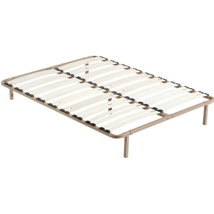 Sommier ‡ lattes taupe - 160 x 200 cm - 32 lattes - Pieds offerts