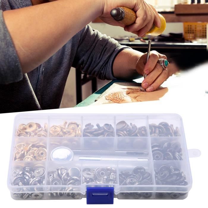 Kit De Boutons-pression Métalliques Avec Outils - Lot De 50 Pièces Pour Vêtements En Cuir Et Tissu - 6