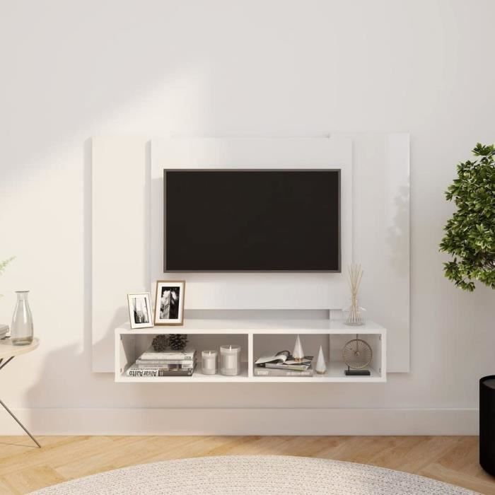 Meuble TV Blanc 80x24x32 Cm – Aggloméré, Neuf
