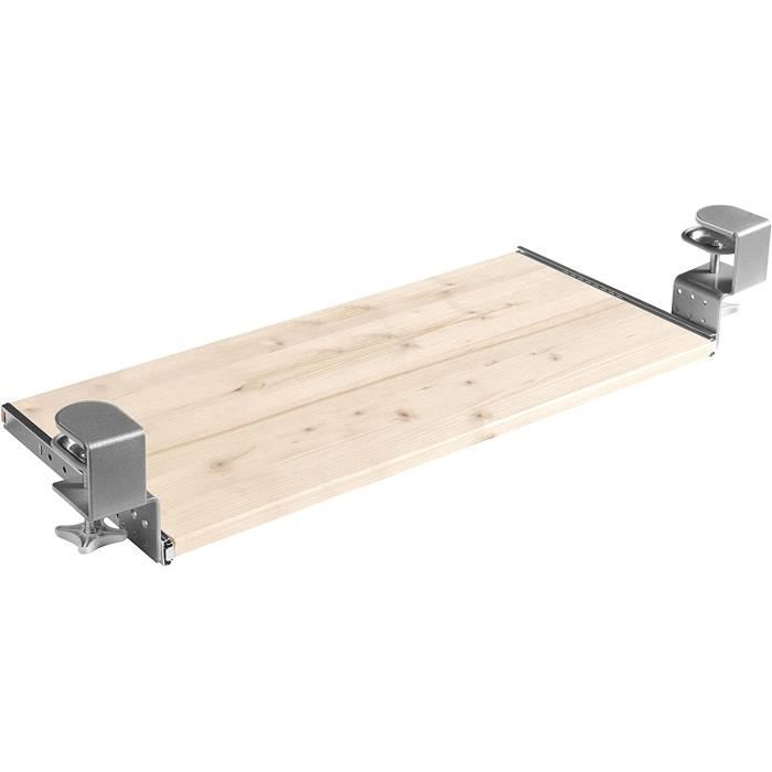 Support Coulissant Réglable Pour Clavier Et Souris - Plateau 800x500mm, Rails 500mm, Verrouillage, Blanc, Pour Bureau