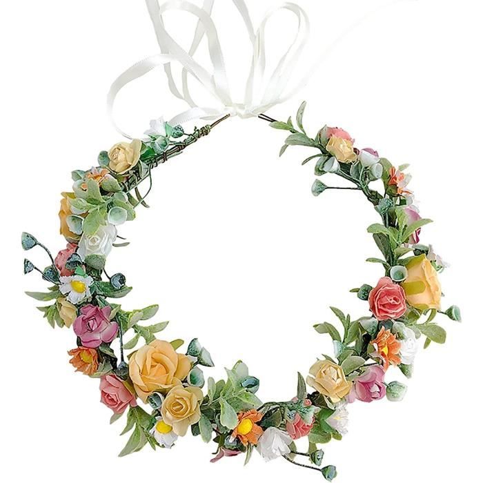 Couronne De Fleurs Claire's – Guirlande Pour Cheveux – Bandeau Floral Blanc – Idéal Mariage Ou Fête