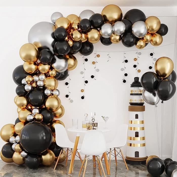 Kit d’arche de ballon bleu marine argenté, 125pcs ballons bleu marine