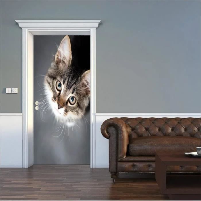 Autocollant Porte 3D Ă©lĂ©phant â 50x125 Cm, Vinyle AdhĂ©sif Amovible, DĂ©co Trompe-l'Ćil
