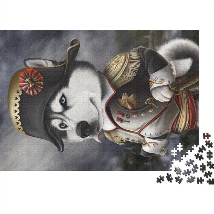 Puzzle 1000 Pezzi San Valentino – Husky Con Torre Eiffel, In Legno, Per Adulti – Decorazione Da Parete E Regalo Originale
