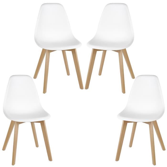 lot de 4 chaises de salle à manger blanc - chaise scandinave - chaise bois