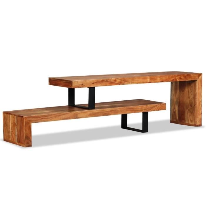 Meuble TV Bois dacacia massif - P152 - Adulte - 152 cm - Marron - Bois massif