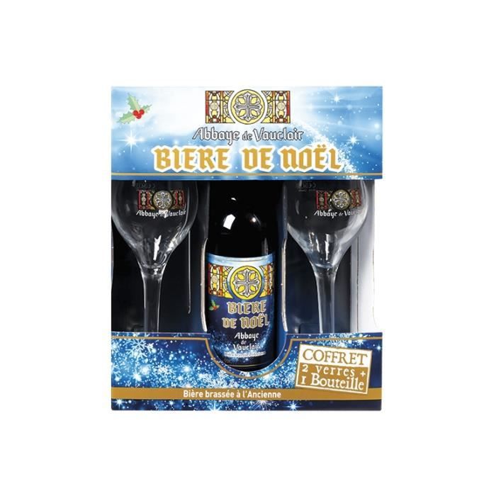 Coffret Abbaye de Vauclair - Bière de noël  2 verres + 1 bouteille 75 cl   - La cave Cdiscount