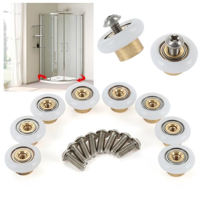 Size : Diameter 25mm COEUGE Roulette Douche Roulement À Billes De 8 Pcs avec Roue en Plastique pour La Porte De Douche Coulissante De Salle De Bain