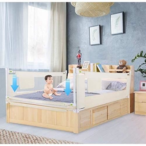 Barrière De Lit Bébé Rétractable Et Portable - 1.8 M, En Tissu Oxford, Pliable Et Facile à Installer Sans Outils