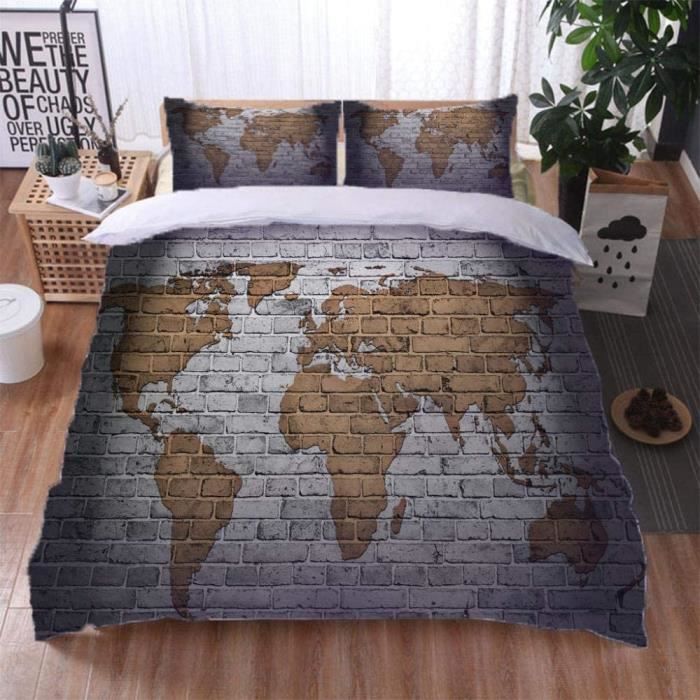 Housse De Couette Grande Taille Parure De Lit À Glissière Et 2 Taies d