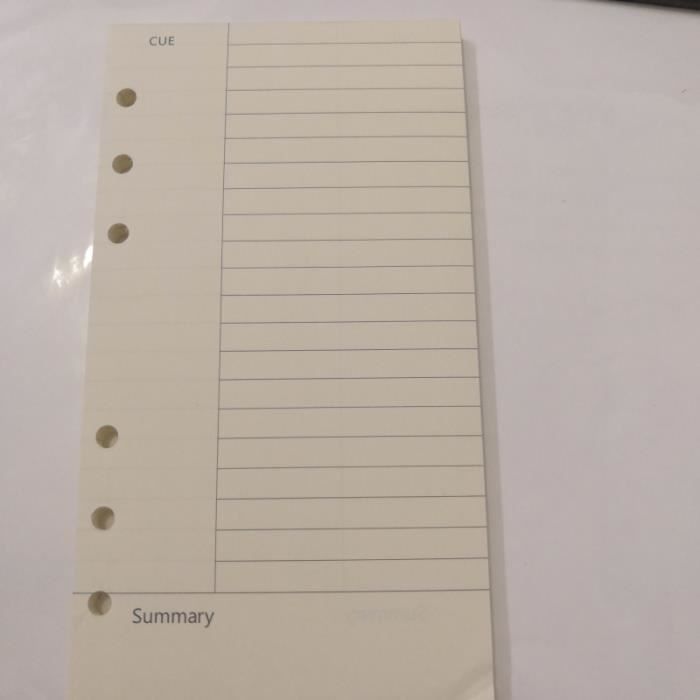 Lot De 101 Feuilles De Papier Rechargeable A5 - 6 Trous
