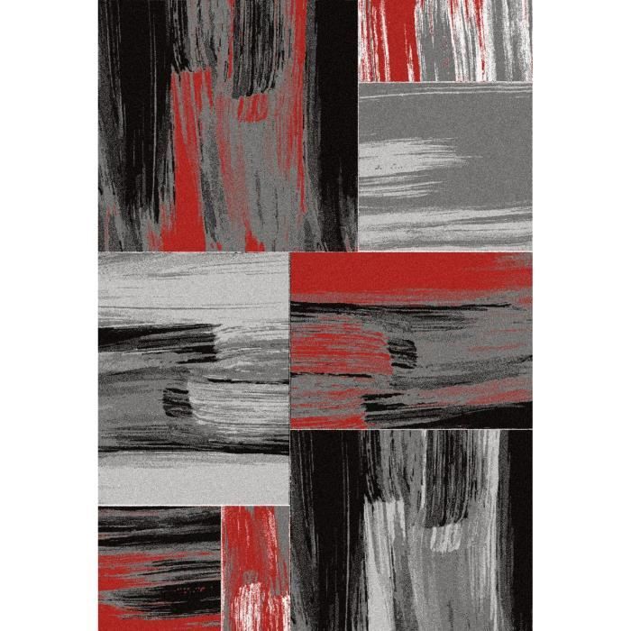 Tapis De Salon Lima Rouge Gris Et Noir 160x230 Cm