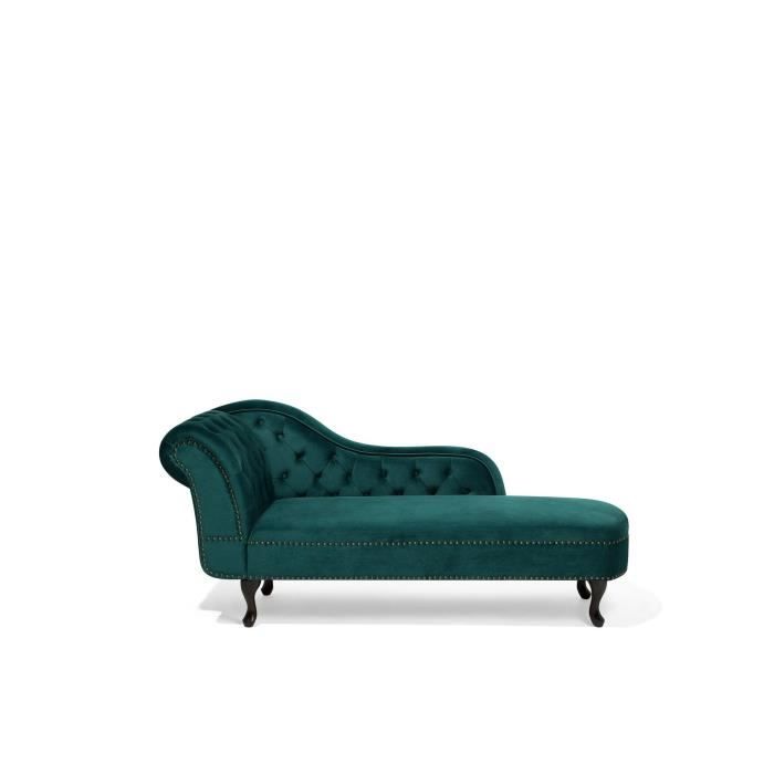 Beliani - Chaise longue velours vert émeraude côté gauche NIMES Beliani - Chaise longue velours vert émeraude côté gauche NIMES