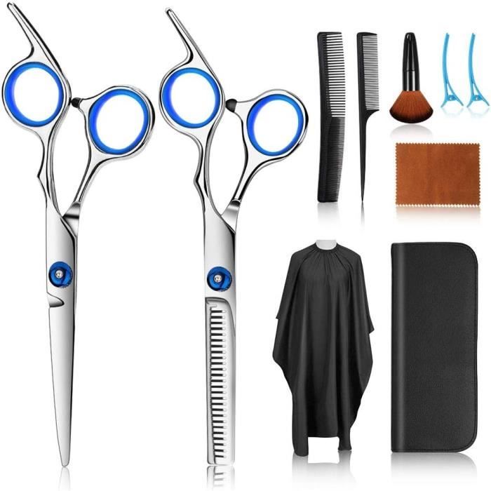 Meilleurs prix pour Ensemble de ciseaux à cheveux 10 pièces ciseaux à cheveux en acier inoxydable dents plates ciseaux fendus amincissants