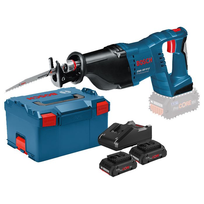 Scie sabre sans fil Bosch GSA 18 VLI 18 V 2 batteries ProCore 18 V 4Ah chargeur LBoxx - vue 2